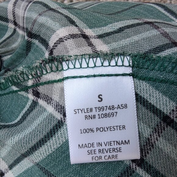 Sweet Rain Green Plaid Short Sleeve Flowy Top Small - Picture 8 of 9